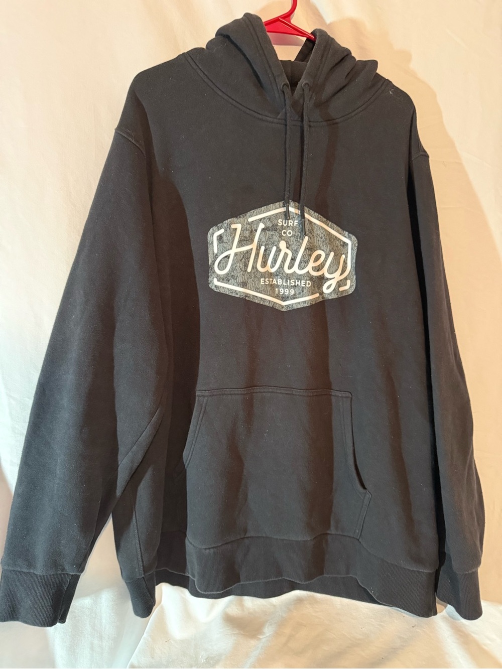 Hurley Men’s XXL Black Pullover Hoodie Surf Co Logo Graphic Sweatshirt 2XL